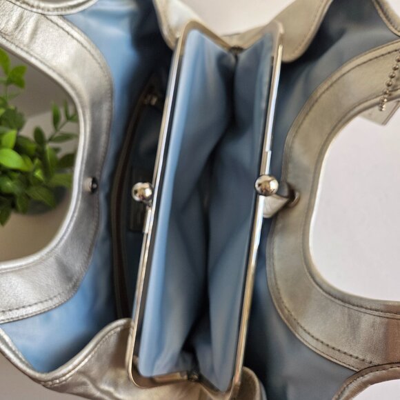 EUC Coach Ergo Metallic Silver Kisslock Bag (#12831) - Picture 11 of 12